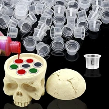 7-Hole Skull Tattoo Ink Cup Holder & 100 Large Ink Caps for Artists