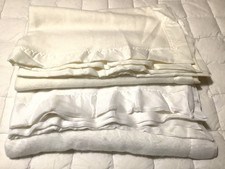 Vintage Creamy White Soft Acrylic Nylon Satin Edge Set Of 2 baby Blankets