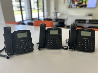Three (3) Polycom VVX 311 Corded Business Media Phone System