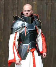 Medieval Knight Black Combat Armor Suit  Wearable Half Body Armor for LARP, Cos