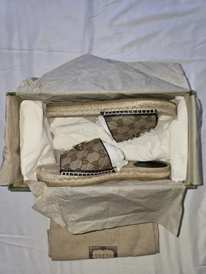Brand New Women's GG Canvas Espadrille Sandal Size 41 - Image 1 of 4