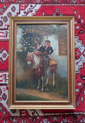 HST PORTRAIT HOMME FEMME ESPAGNOLE - IMPRESSIONNISTE SIGNÉ - Photo 1/4