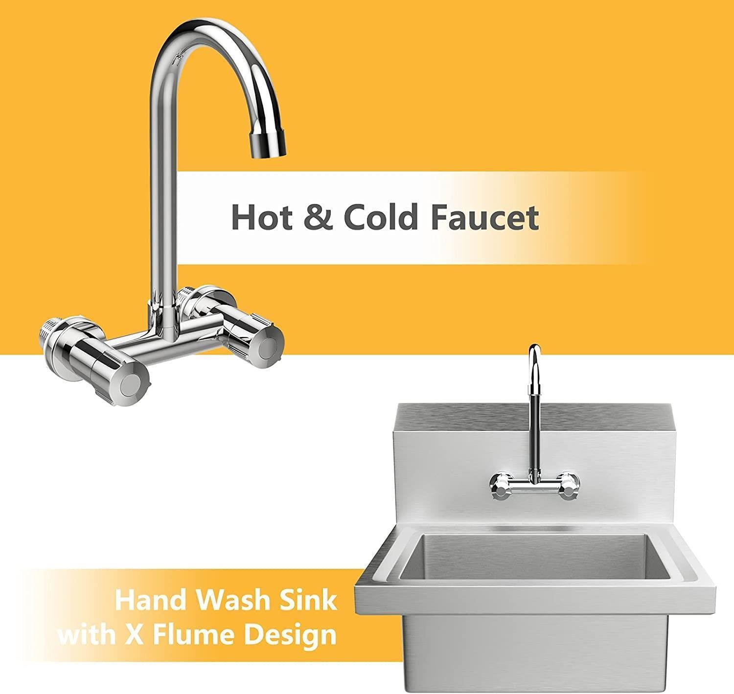 17.1" W x 15.0" D Hand Wash Commercial Sink Wall Mount Utility Sink with Faucet