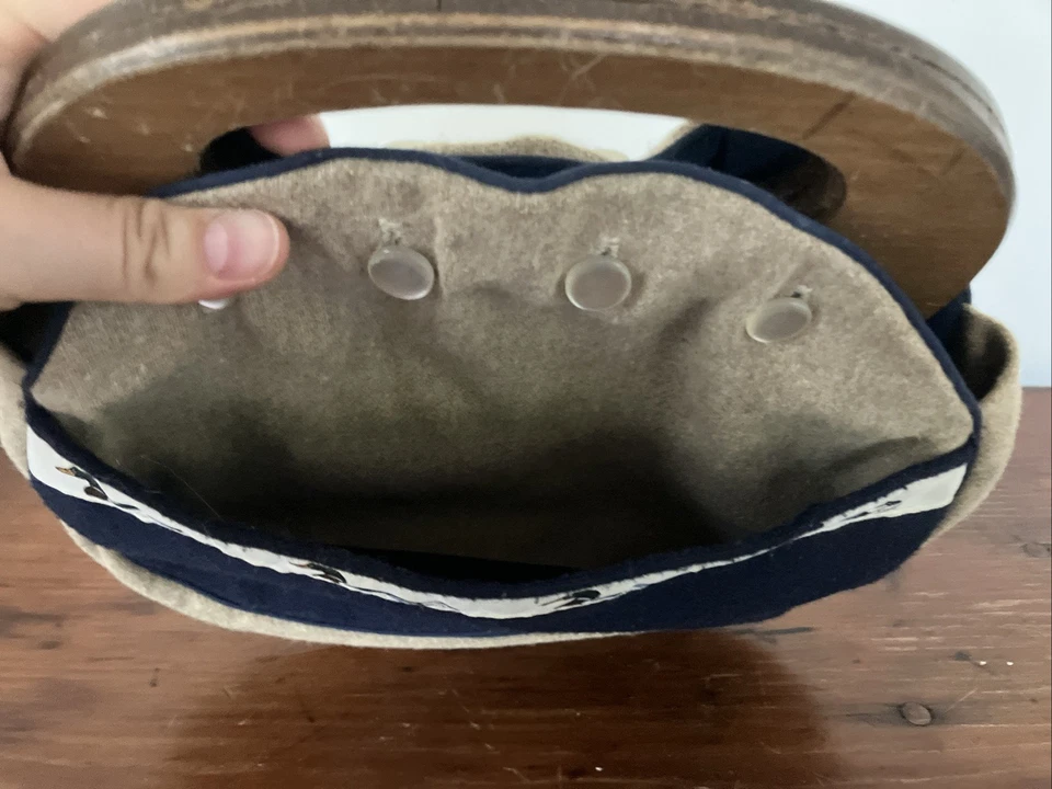 Bolso Bermuda Casa Banner Años 80 De Colección Cartera Mango de Madera Pato Mallardo Lana Preppy Foto 3 de 4