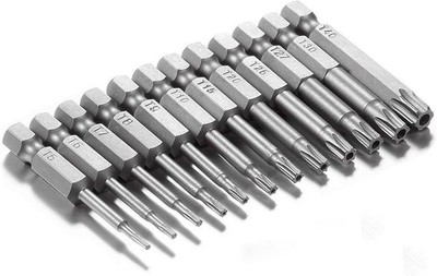 T-Profil Torx Schraubendreher Bit Set 12-tlg. S2 Stahl T5-T40 50mm 1/4'' Antrieb