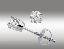 2Ct Round Cut Lab-Created Diamond Stud Earrings Solitaire 14K White Gold Plated