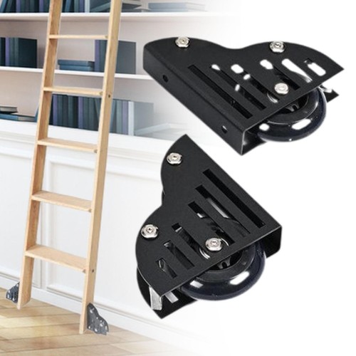 2 Pieces Rolling Ladder Hardware Stable Heavy Duty for Library Cabinets Home - Picture 3 of 6