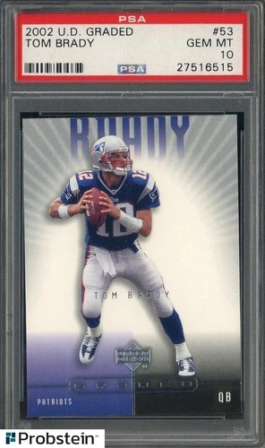 2002 UD Graded #53 Tom Brady New England Patriots PSA 10 GEM MINT