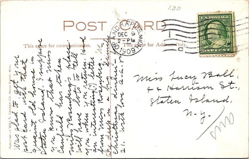 Mbp Michigan 1909, View on Grand River, GRAND RAPIDS, Michigan Postcard - Will P ...
