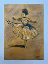 Edgar Degas (fatto a mano) disegno su vecchia carta firmato e timbrato,...