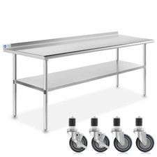 Stainless Steel 30" x 72" NSF Kitchen Restaurant Prep Table w Backsplash Casters