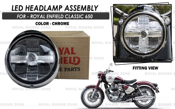 "Led Chrom Scheinwerfer Baugruppe \"FüR Royal Enfield Classic 650\""-image