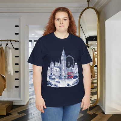 London England Big Ben Tower Bridge Red Bus Travel Graphic T-Shirt