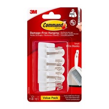 Command Small Wire Hooks, White, Value Pack of 9 Hooks and 12 Adhesive Strips - 1.33 per strip