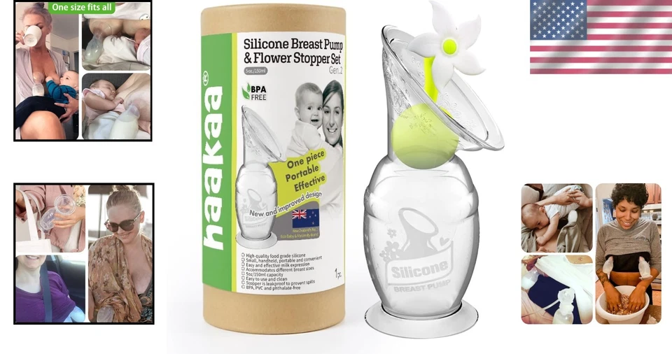 Extractor de leche manual ecológico - silicona ligera de 5 oz con base de succión Foto 2 de 4