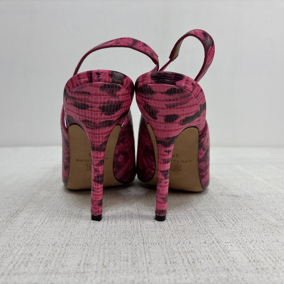 Zapatos de salón Ann Taylor rosa y negro con estampado de piel de serpiente talla 9 Foto 4 de 4