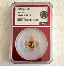 2026 Niue G 1 22kt 1 Gram Mermaid Reverse Proof Gold Coin NGC PF 70