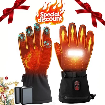 🔥🔥 Heated Gloves with LED Flashlight, Rechargeable Heated Gloves for Men Women