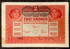 AUSTRIA 2 Kronen, 1919, P-50, World Currency