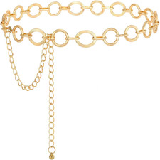 Gold Silver Waist Chain Belt for Women,Fashion Metal Adjustable Chain Belts for
