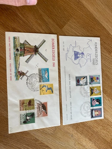 Netherlands E46+E47 Child set 1960 + Summer 1961  FDC unwritten blanco cat 140