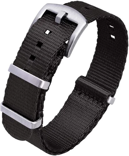 Ritche Military Ballistic Nylon Watch Band Strap One Piece Wrap Round 18mm Black
