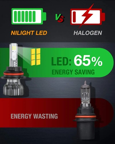 Nilight 9007/HB5 LED Headlight Bulbs E20 Series 50W 10000LM 6000K IP67 | 2 BULBS - Picture 7 of 7