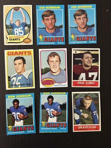 72+ CT. LOTE TOPPS TARJETAS DE FÚTBOL VINTAGE 1964, 1968-1973 GIGANTES DE NUEVA YORK - Imagen 5 de 9