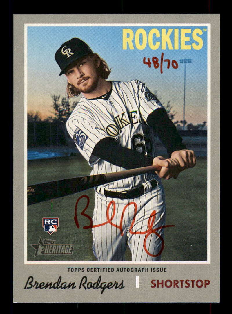 2019 Topps Heritage High Real One Autograph/Auto Red Ink Brendan Rodgers 48/70
