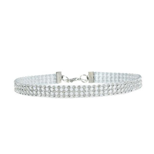 Choker Crystal Fashion Necklace Ladies Girl Diamante Jewellery Rhinestone Silver - Picture 22 of 36