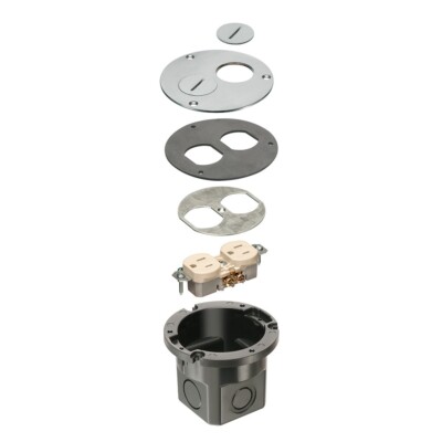 *OPEN BOX* Arlington  FLB3520NL Flush to Floor Round Cut-in Floor Box Kit Nickel