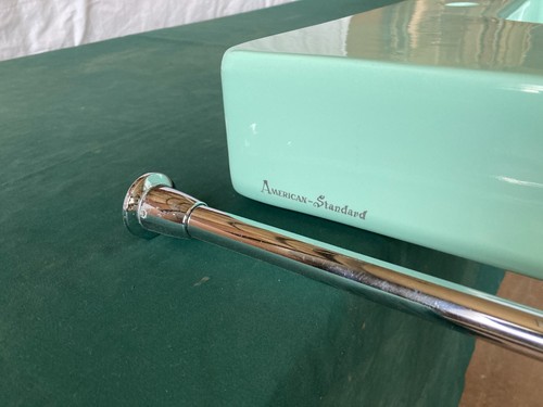 VTg 36x22 Jadeite Ming Green Console Sink Chrome legs Towel Bars 140-25E - Picture 4 of 24