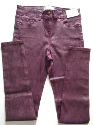 BNWT MATALAN PAPAYA Burgundy/Gold Snake Print Coated Skinny Jeans UK Size 10