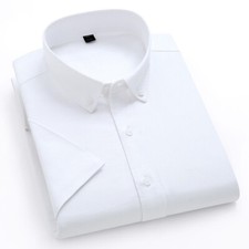 New Men's Dress Shirts Short Sleeves Oxford Cotton Summer Casual Shirts Tops