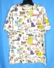 HTF RARE Vintage Y2K Rue21 GRAFFITI PRINT T-SHIRT Gamer Skater Hip-Hop Grunge XL