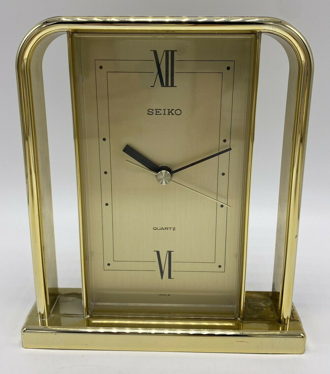 Seiko Quartz Clock Japan Desk Mantle Gold Tone 7