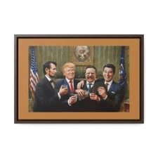 5 Presidents - Washington, Lincoln, Roosevelt, Reagan and Trump - Framed Canvas