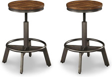 Torjin 24" Adjustable Height Barstools - Set of 2, Brown Finish