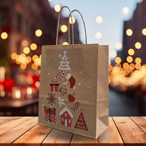 Christmas Design Paper Bags With Twisted Handles | Strong Premium Paper S/M/L - Picture 31 of 43