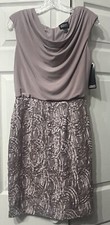 Adrianna Papell Taupe Cowl Neck Sleeveless Dress Size 4. NWT $140