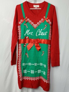 red and green sweater dress