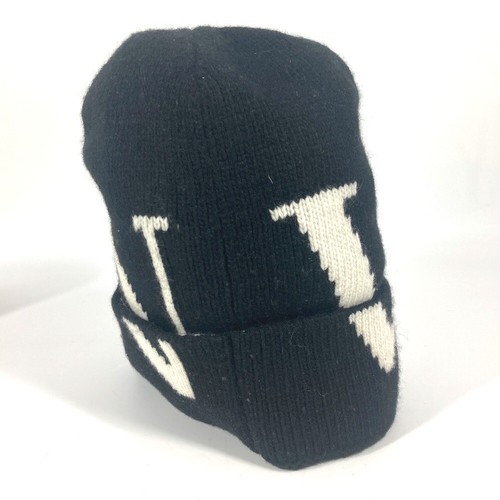 VALENTINO Logo VLTN beanie knit cap Knit hat wool / Cashmere Black/White - Picture 3 of 13