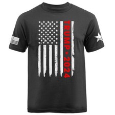 Donald Trump Rally 2024 Campaign Large US Flag Political T-shirt