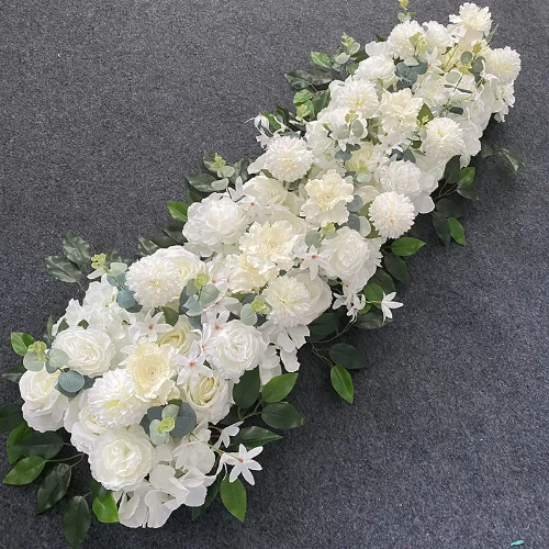 Fila de flores artificiais para casamento decoração para casa cena estrada de flores artificiais - Imagem 3 de 4