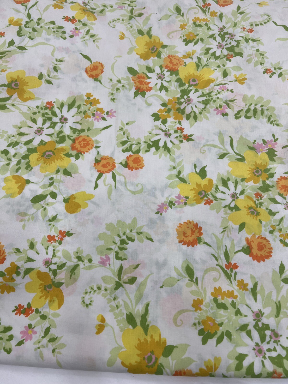 Vintage 70s Penneys Queen Sheet Set Floral Daisy Flat Fitted Cases 4 PC