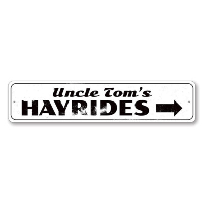 Personalized Hayrides Directional Arrow Name Halloween Metal Decor Sign