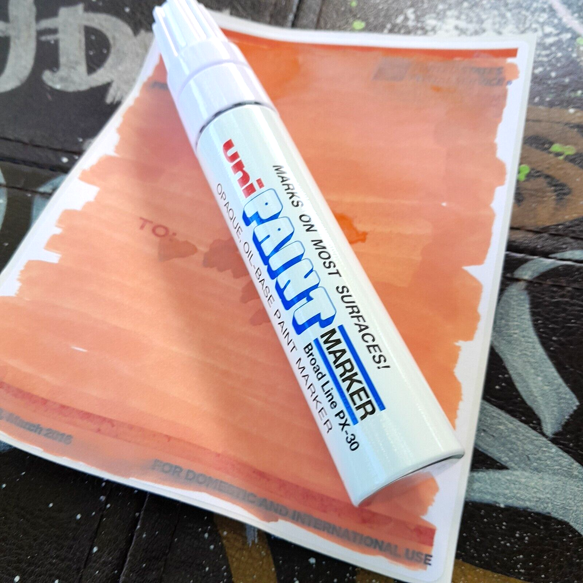MODIFIED Orange Uni Paint Marker PX-30 Broad Chisel Tip 8mm