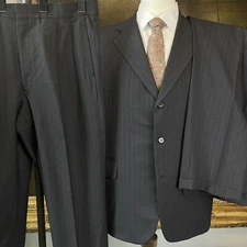 VTG BESPOKE Holland & Sherry Wool 44R 36 x 28 FULL CANVAS 3Btn Suit 2 PAIR PANTS