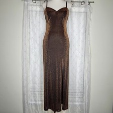 Vtg Betsy & Adam Sz 6 Copper Brown Dark‎ Romance Vampy Maxi Holiday Party Dress