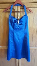 Davids Bridal Blue Gown Prom Bridesmaid Formal Dress Halter Size 2 #8933BB
